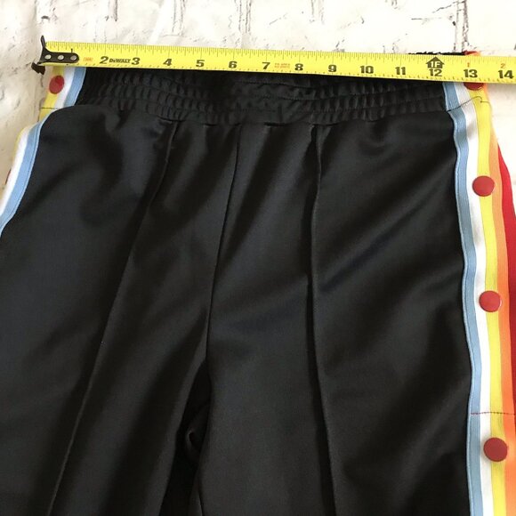 Vintage Rainbow Striped Tear-Away Snap Track Pants‎ Black SP Relaxed - Picture 5 of 7